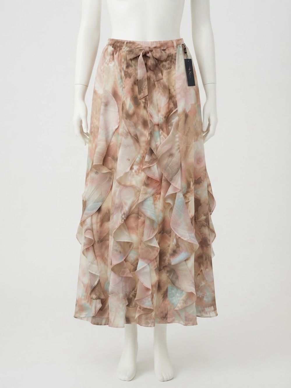 Alice Blue Neutral Watercolor Ruffle Maxi Skirt - Women - Picture 2 of 8